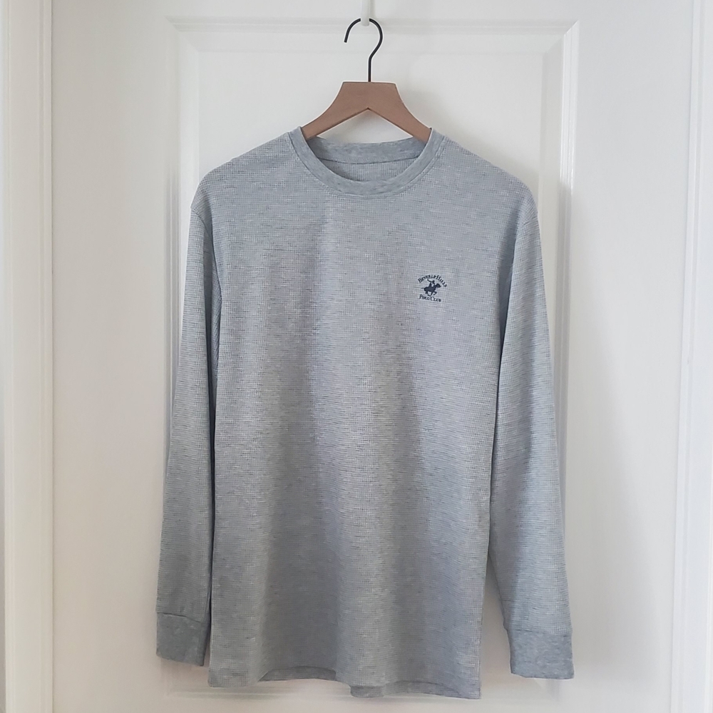 Beverly Hills Polo Club - Gray Long Sleeve Men's Shirt - Medium